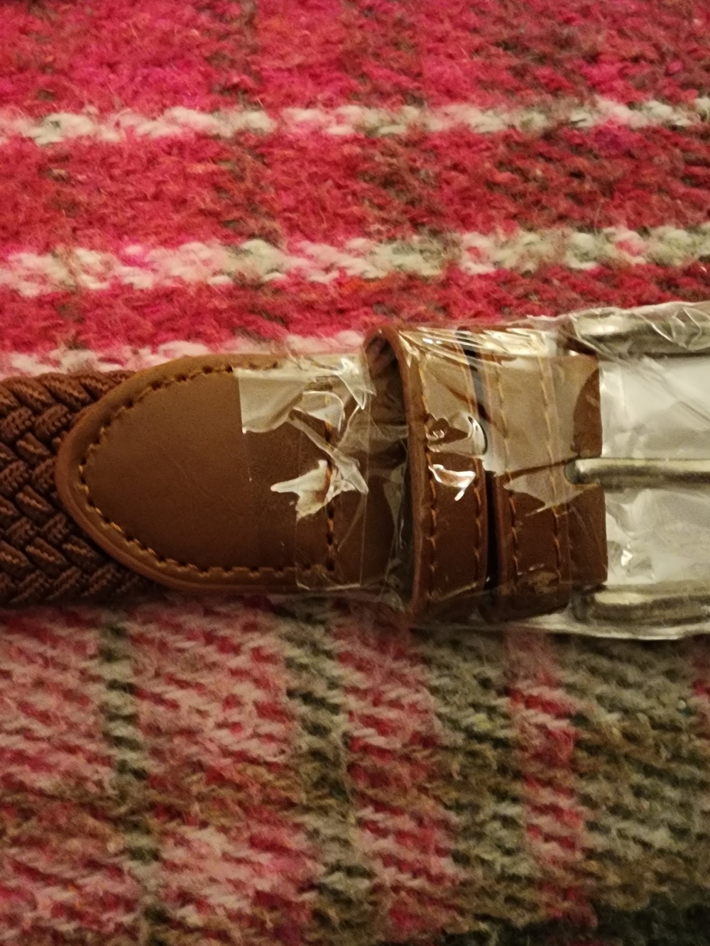 Brown & Black Woven Stretch Belts with Leather Trim